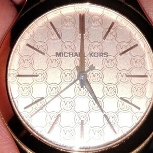 Michael Kors Rose Gold Logo-Pattern Analog Watch